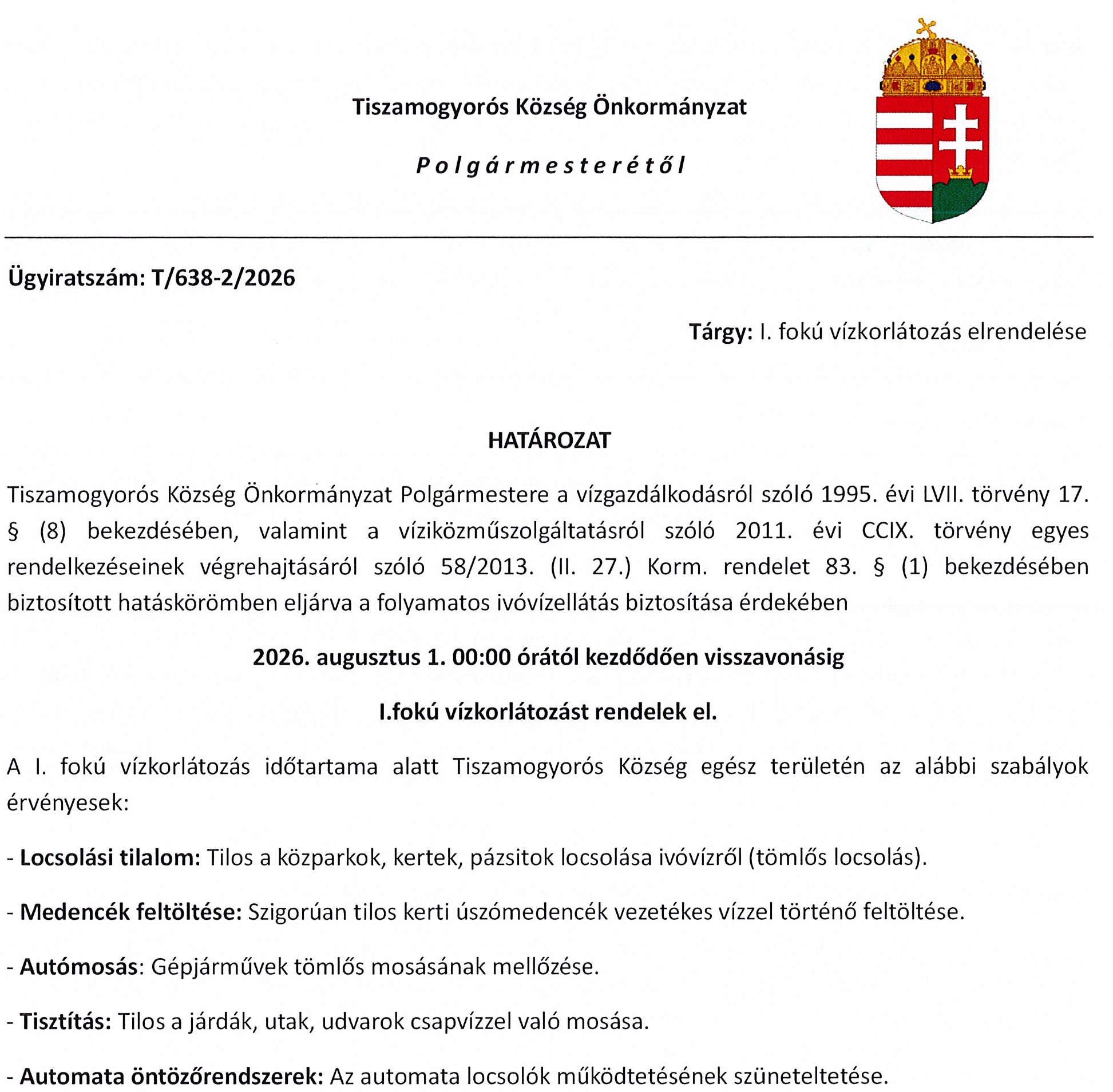 vizkorlatozas